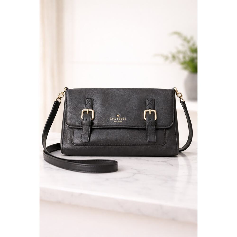 Kate Spade New York Allen Street Neill Black Leather Crossbody Bag Gold Hardware